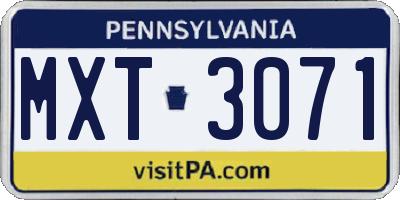 PA license plate MXT3071