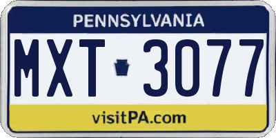 PA license plate MXT3077