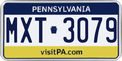 PA license plate MXT3079