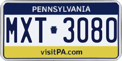 PA license plate MXT3080
