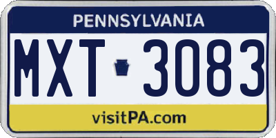 PA license plate MXT3083