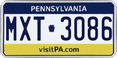 PA license plate MXT3086