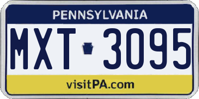 PA license plate MXT3095