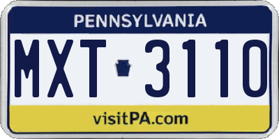 PA license plate MXT3110