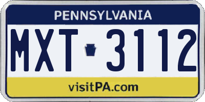 PA license plate MXT3112