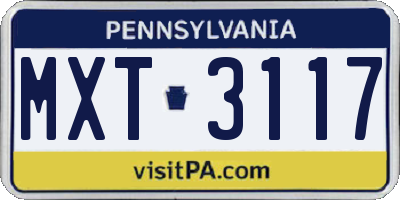 PA license plate MXT3117