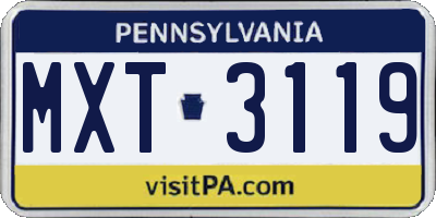 PA license plate MXT3119