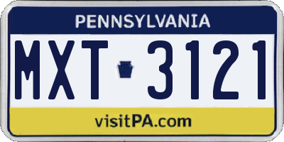 PA license plate MXT3121