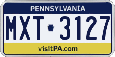 PA license plate MXT3127