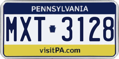 PA license plate MXT3128