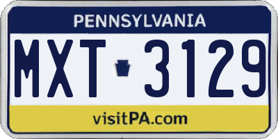 PA license plate MXT3129