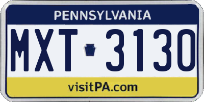 PA license plate MXT3130