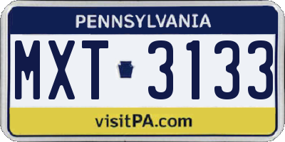 PA license plate MXT3133