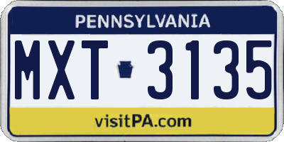 PA license plate MXT3135