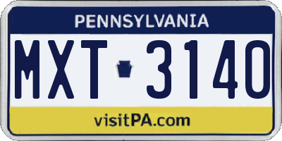 PA license plate MXT3140