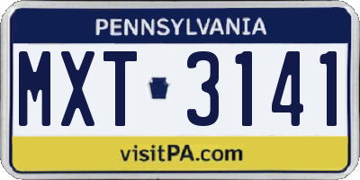 PA license plate MXT3141