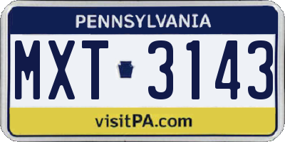 PA license plate MXT3143