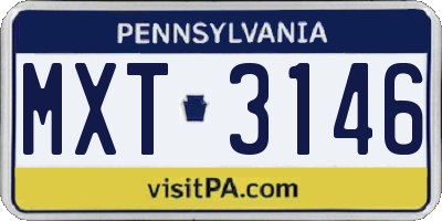 PA license plate MXT3146
