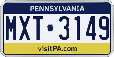 PA license plate MXT3149