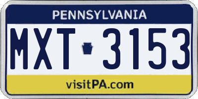 PA license plate MXT3153