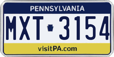 PA license plate MXT3154