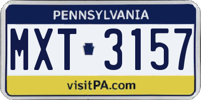 PA license plate MXT3157