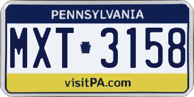 PA license plate MXT3158