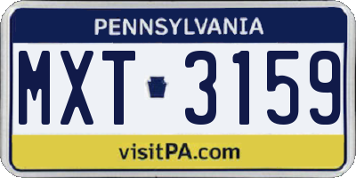 PA license plate MXT3159