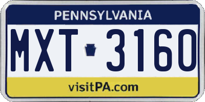 PA license plate MXT3160