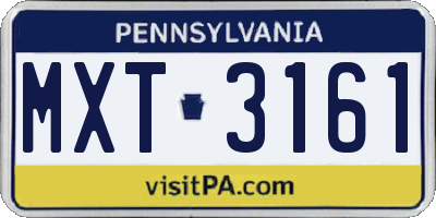 PA license plate MXT3161