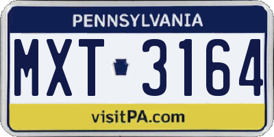 PA license plate MXT3164