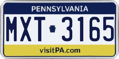 PA license plate MXT3165