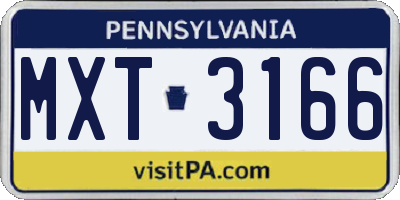 PA license plate MXT3166