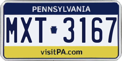 PA license plate MXT3167