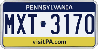 PA license plate MXT3170