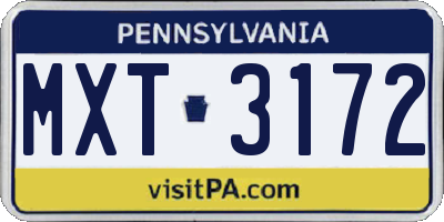 PA license plate MXT3172