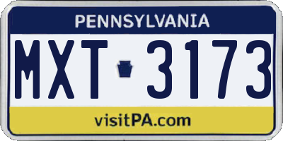 PA license plate MXT3173