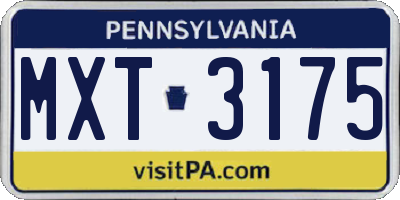 PA license plate MXT3175