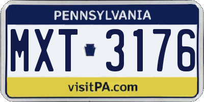 PA license plate MXT3176