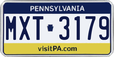 PA license plate MXT3179
