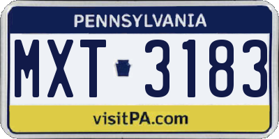 PA license plate MXT3183