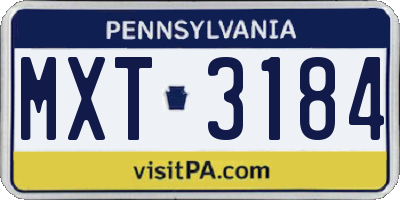 PA license plate MXT3184