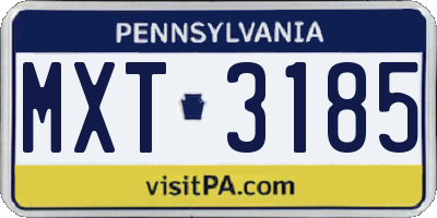 PA license plate MXT3185