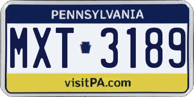 PA license plate MXT3189