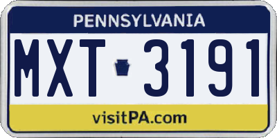 PA license plate MXT3191