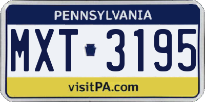 PA license plate MXT3195