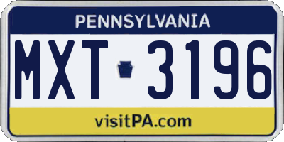 PA license plate MXT3196