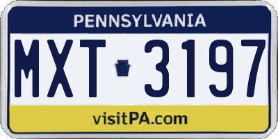 PA license plate MXT3197