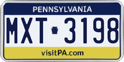 PA license plate MXT3198