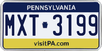 PA license plate MXT3199